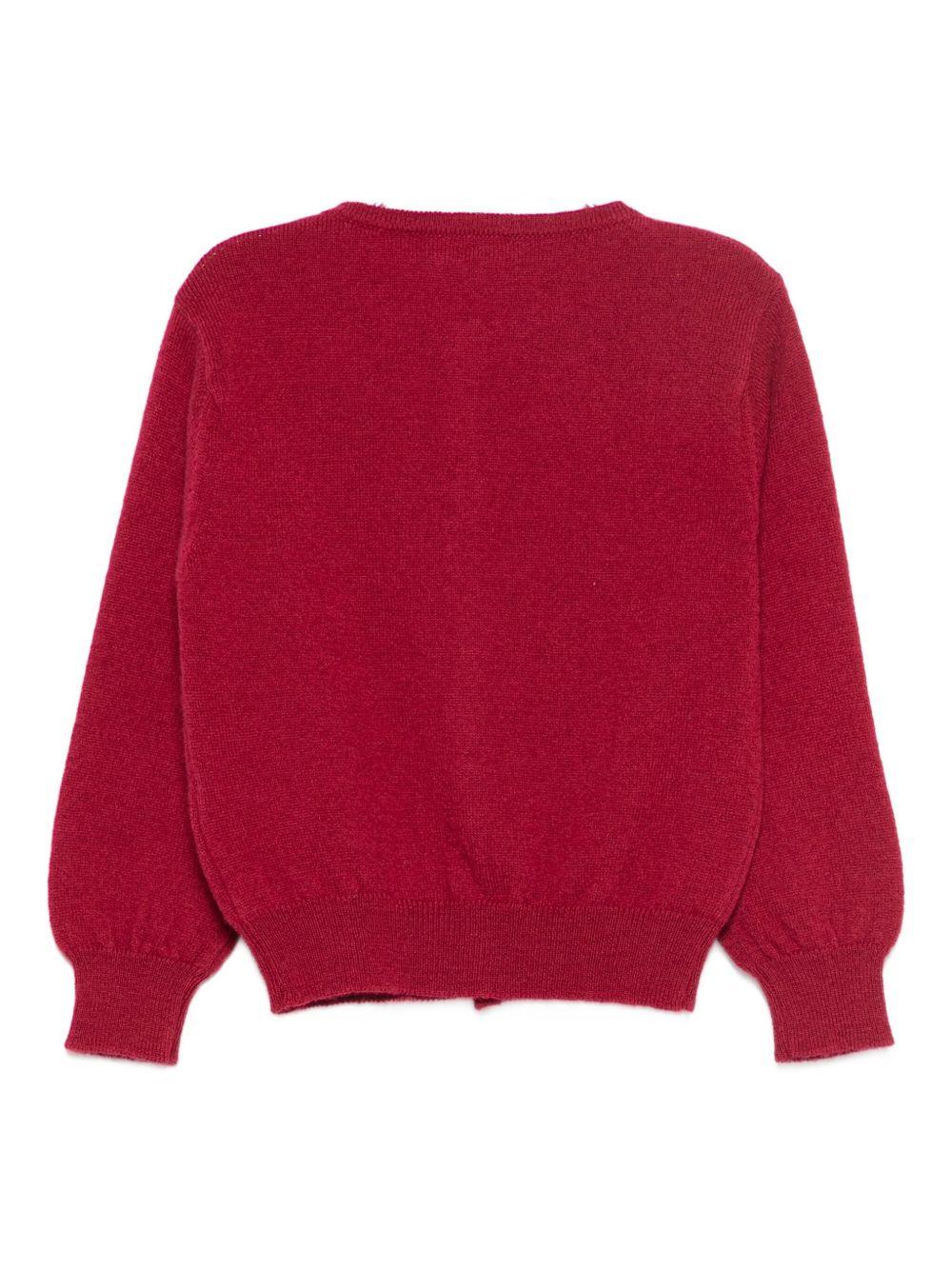 Maglione per bambina Mariella Ferrari rosso con chiusura frontale a bottoni - Image 2