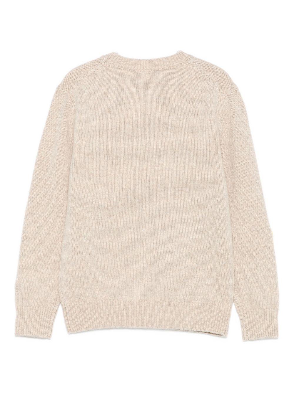 Maglione per bambina MC2 Saint Barth Kids beige con scritta ricamata sul davanti "Dolcemente complicata" - Image 3