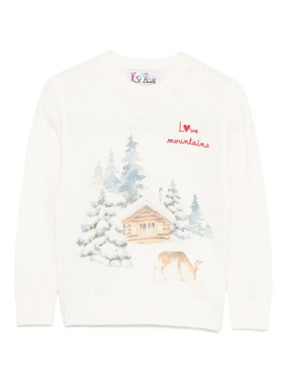 Maglione per bambina MC2 Saint Barth Kids bianco con stampa grafica