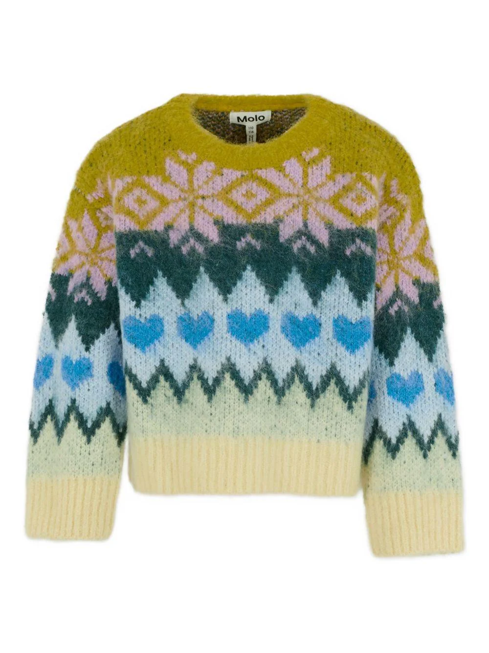 Maglione per bambina Molo multicolore con motivo a fiocco di neve e cuore