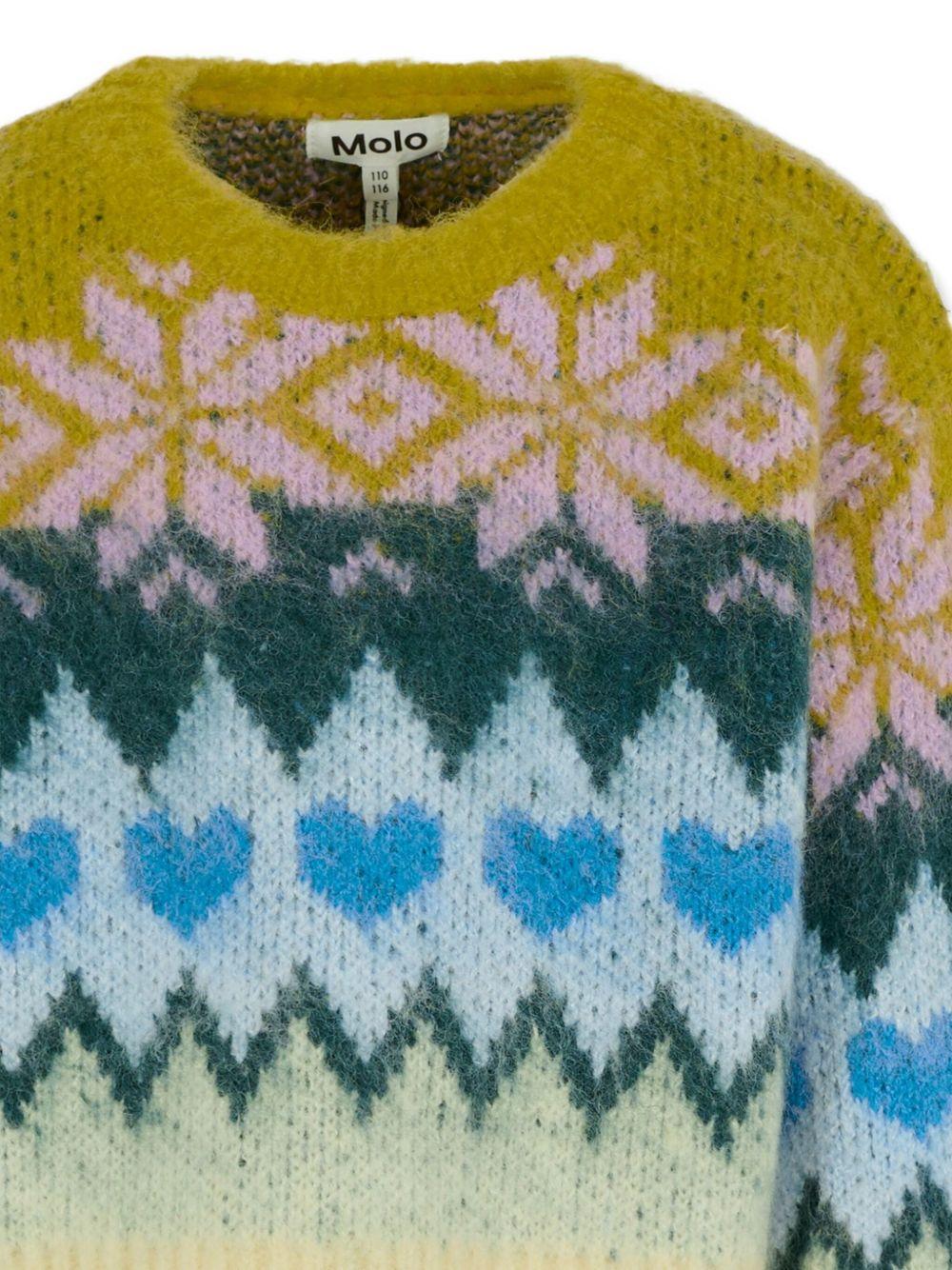 Maglione per bambina Molo multicolore con motivo a fiocco di neve e cuore - Image 2