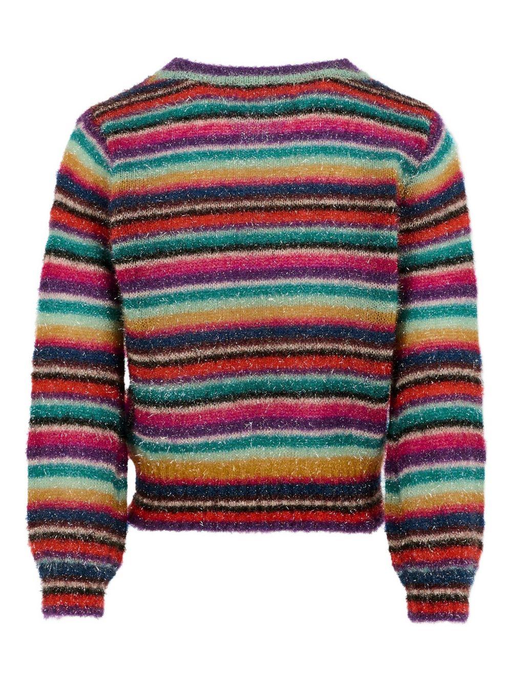 Maglione per bambina Molo multicolore con strisce orizzontali glitterate - Image 3