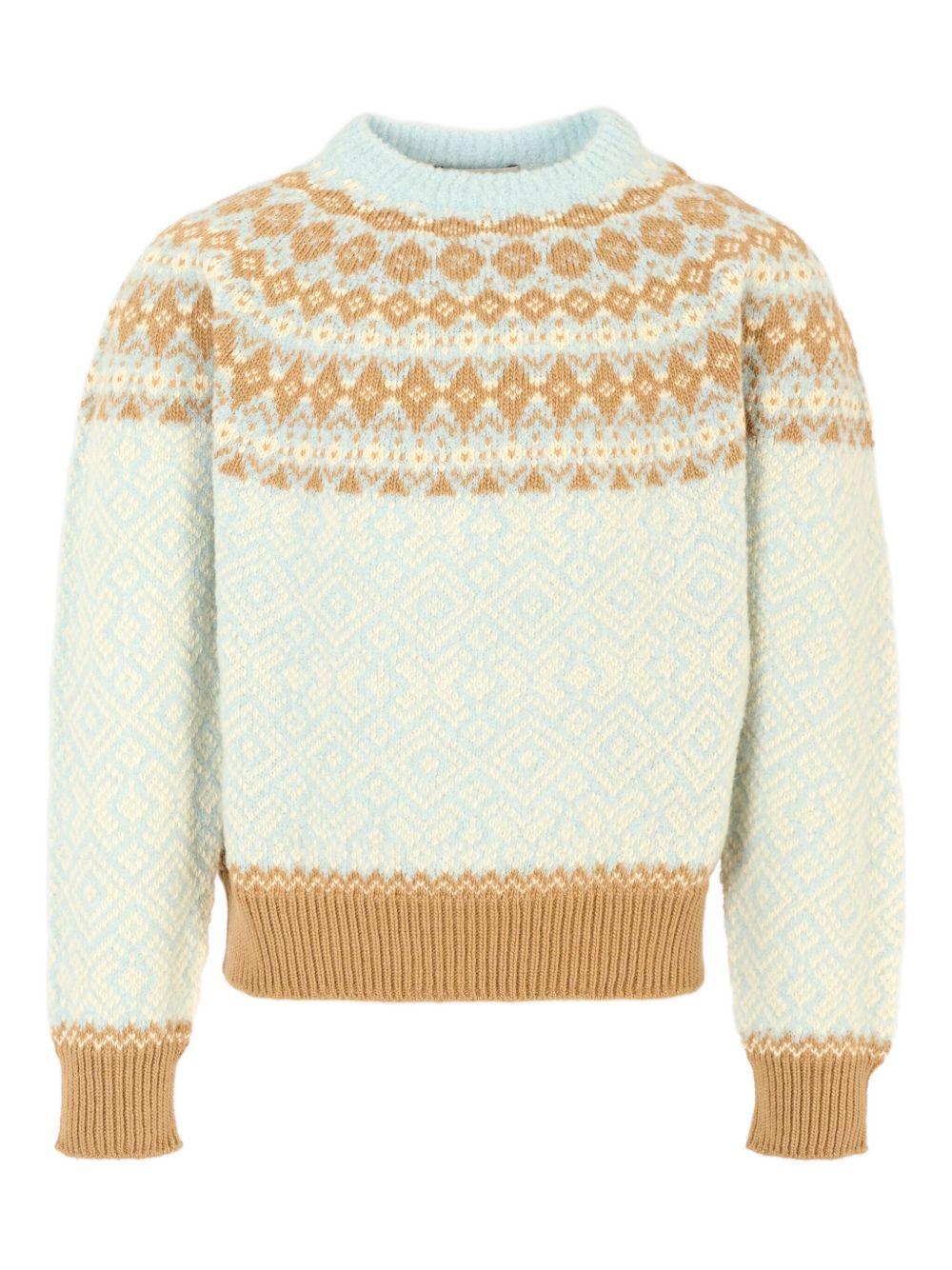 Maglione per bambina Moncler Enfant azzurro con motivo Fair Isle