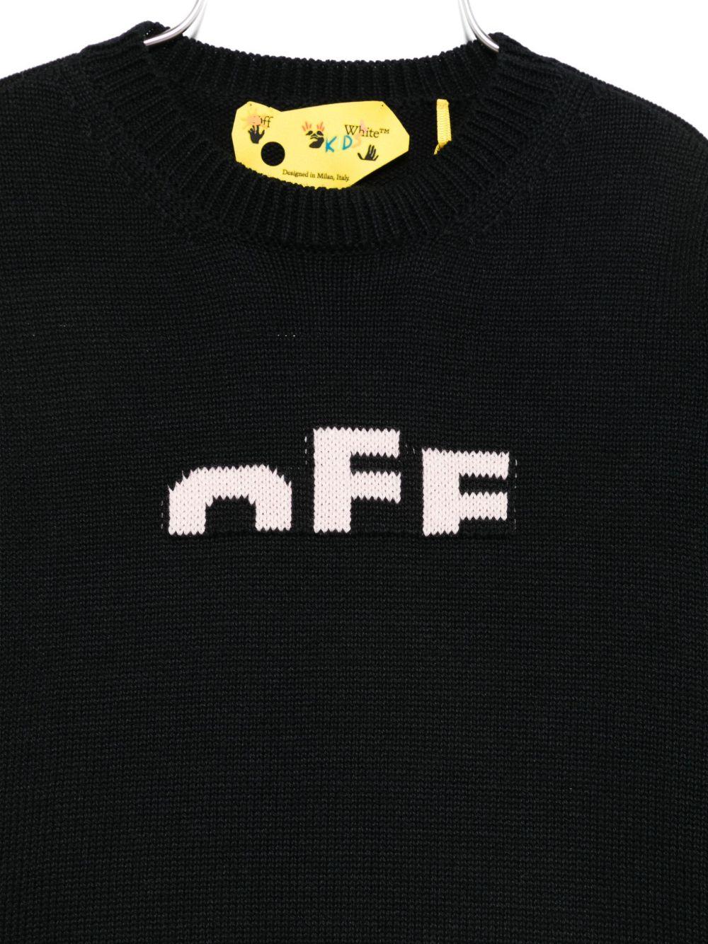 Maglione per bambina Off-White Kids nero con dettaglio logo - Image 2