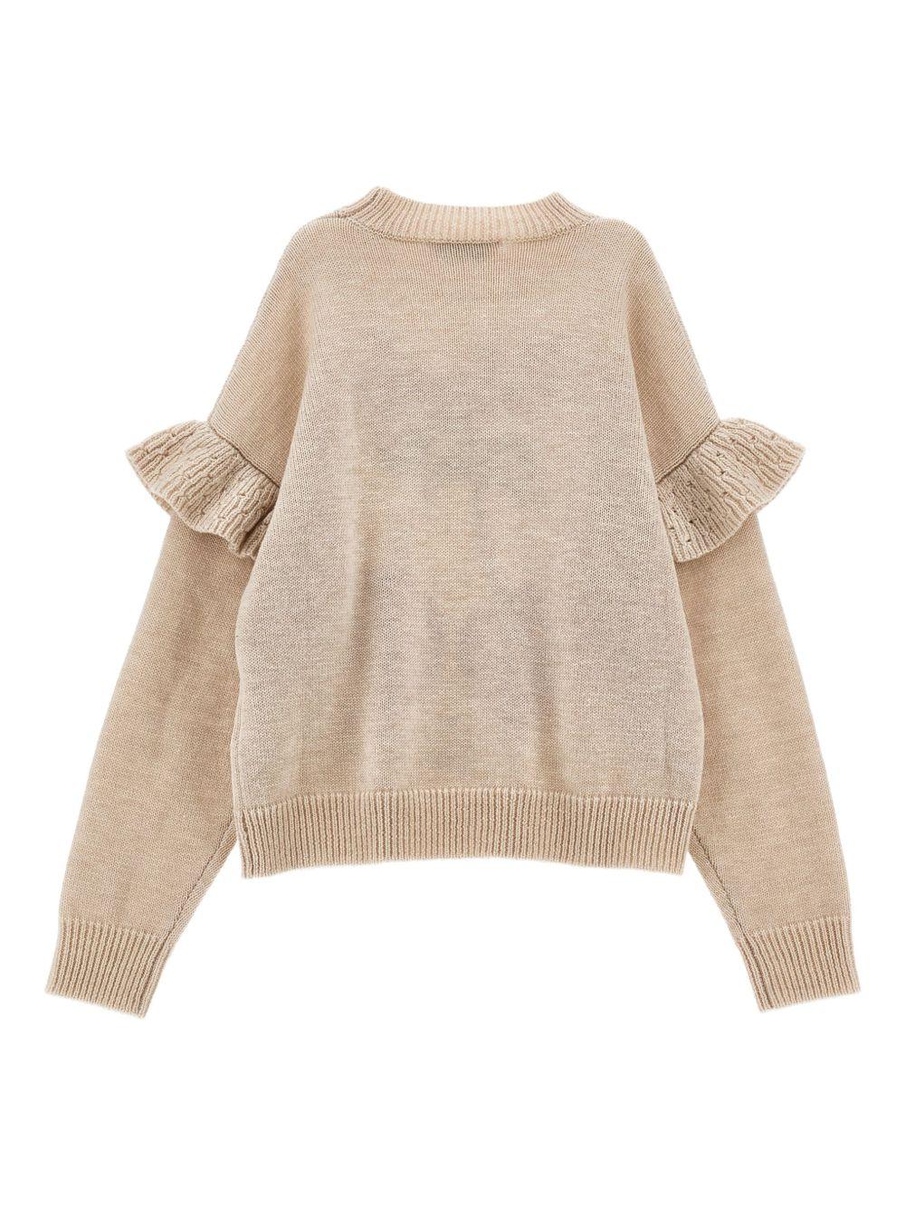 Maglione per bambina Philosophy Di Lorenzo Serafini Kids beige con ruches - Image 3