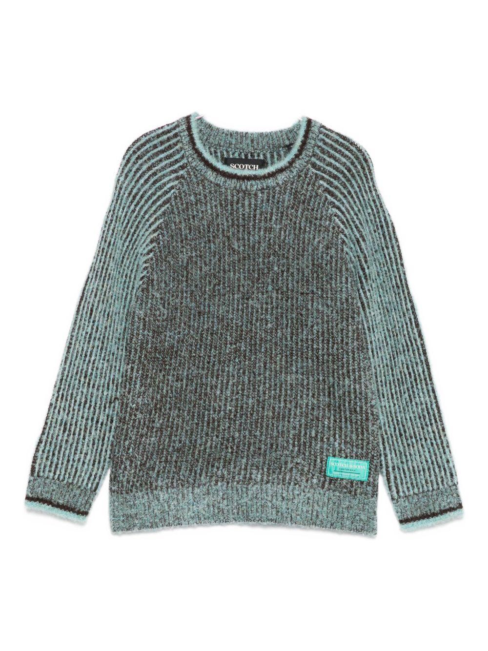 Maglione per bambina Scotch & Soda Kids verde con toppa con logo