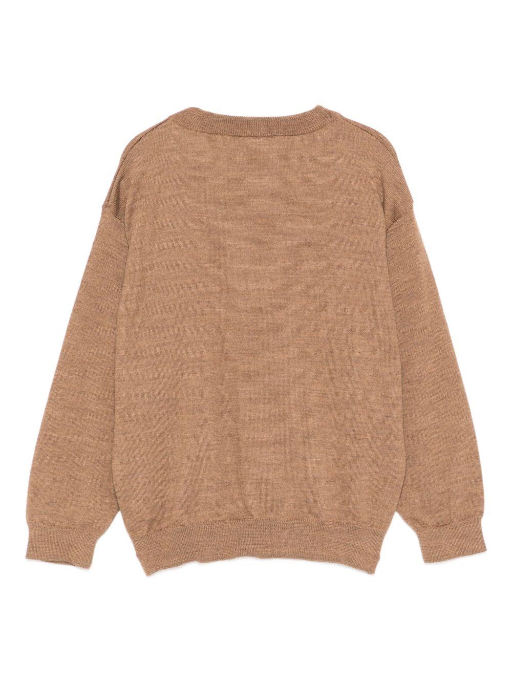 Maglione per bambini Fendi Kids marrone con logo ricamato - Image 2