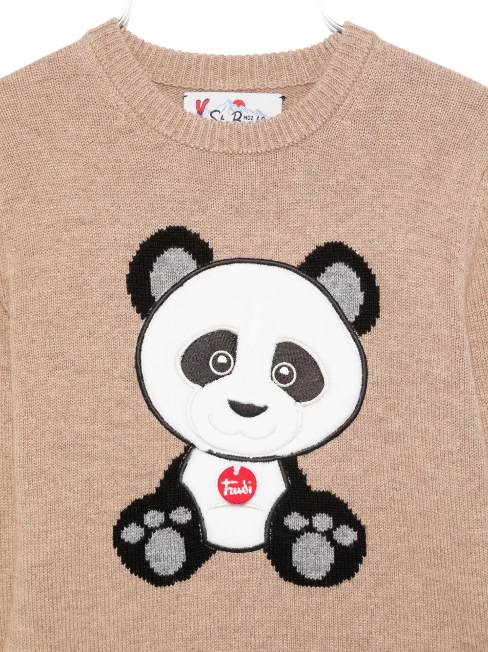 Maglione per bambini MC2 Saint Barth Kids x Trudi beige con ricamo Panda sul davanti - Image 3