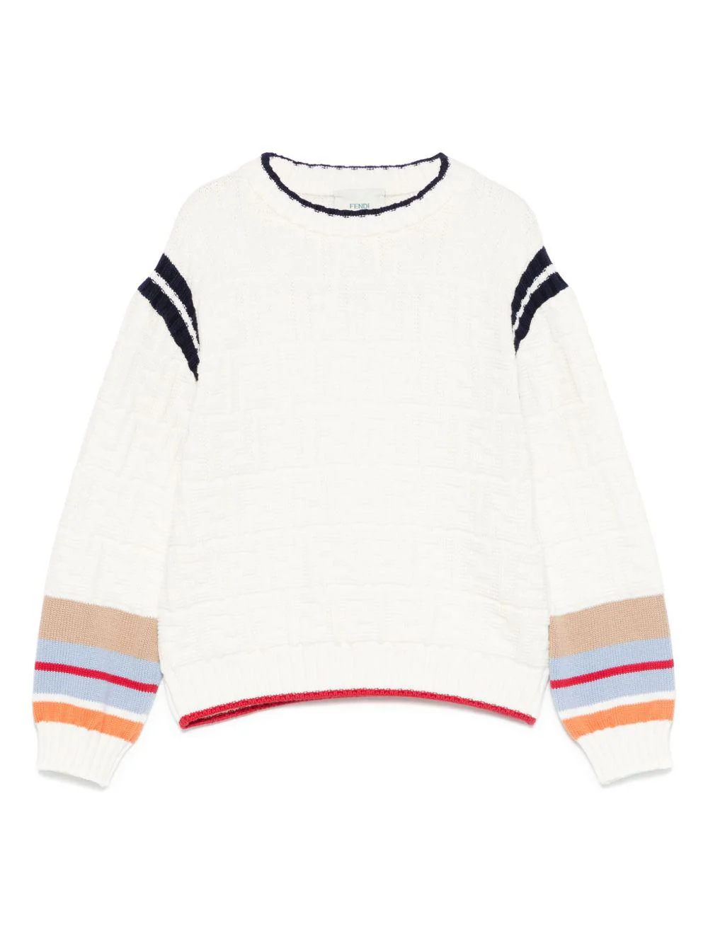 Maglione per bambino Fendi Kids beige con dettaglio a righe