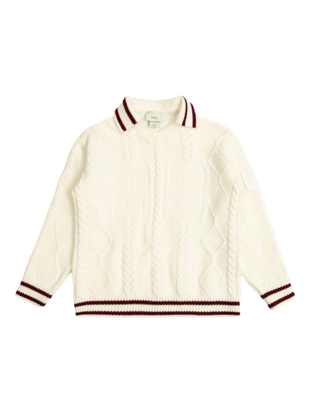Maglione per bambino Fendi Kids bianco in maglia a trecce