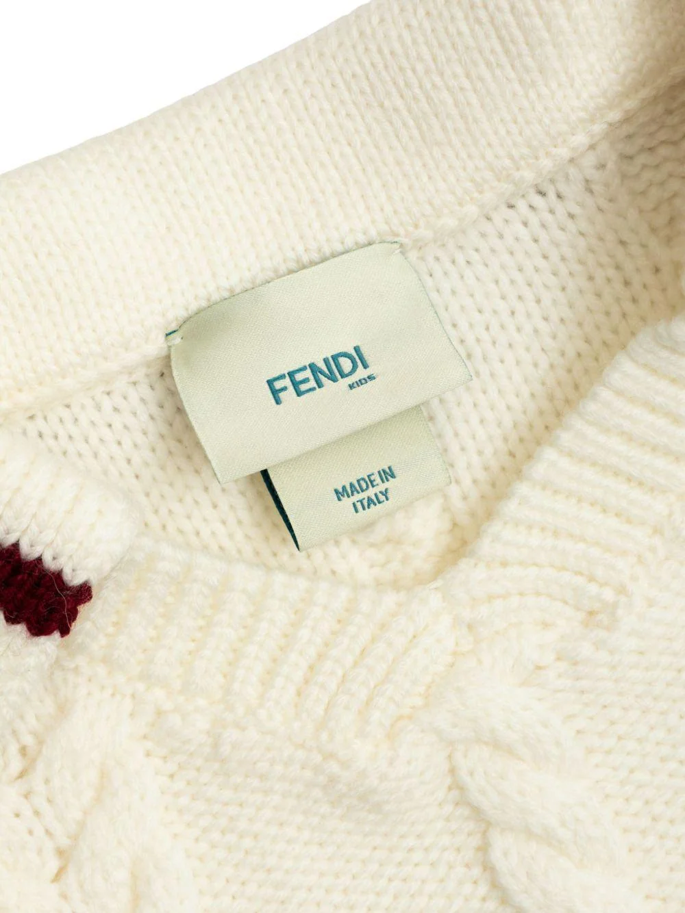 Maglione per bambino Fendi Kids bianco in maglia a trecce - Image 4