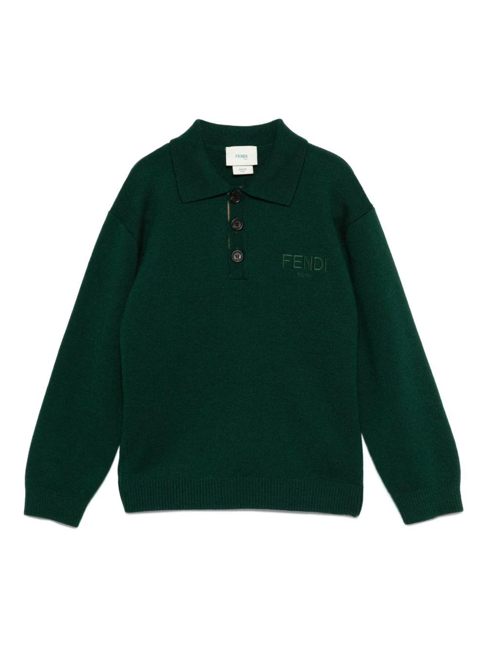 Maglione per bambino Fendi Kids verde con logo ricamato
