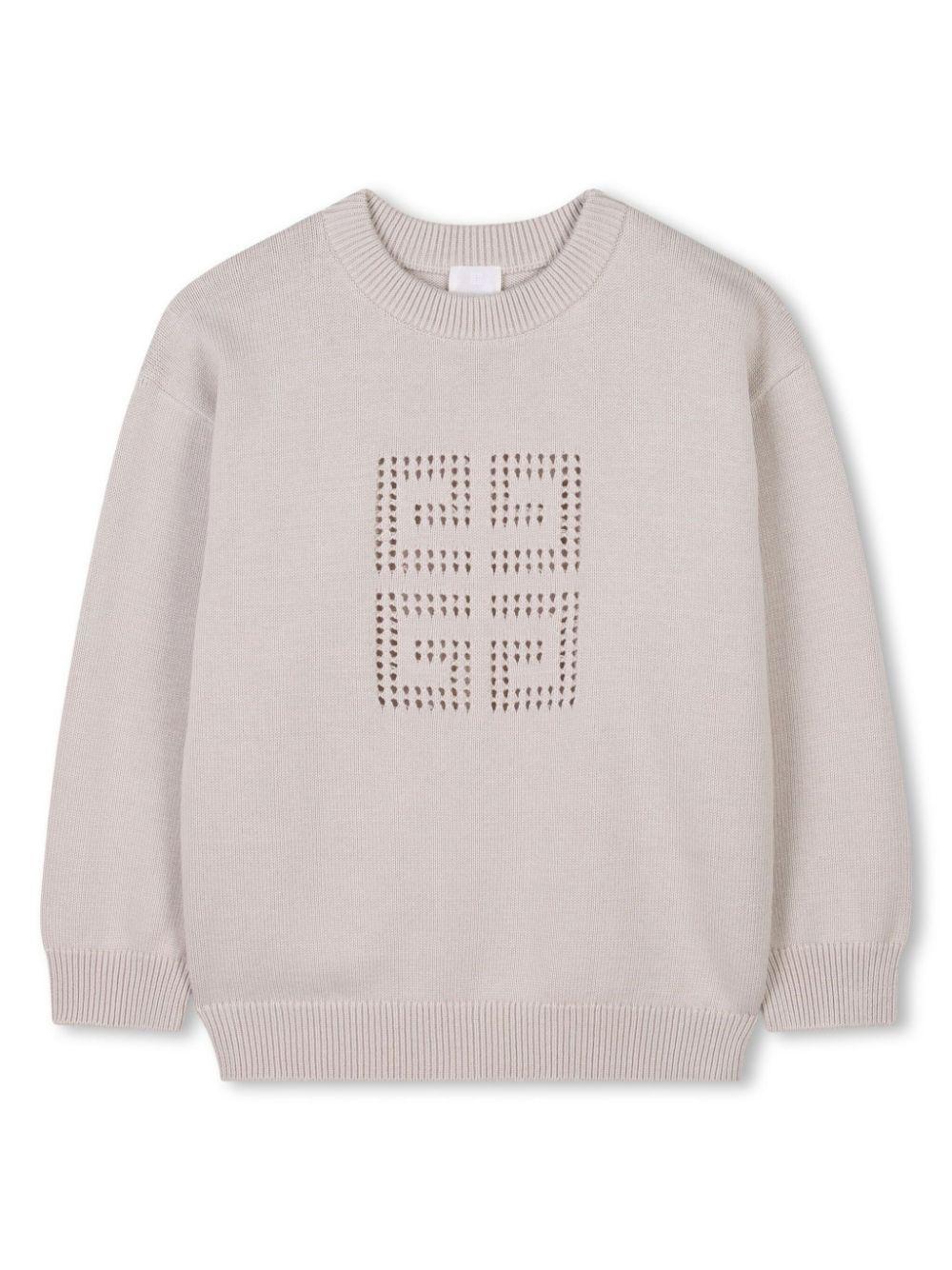 Maglione per bambino Givenchy Kids beige traforato con motivo 4G