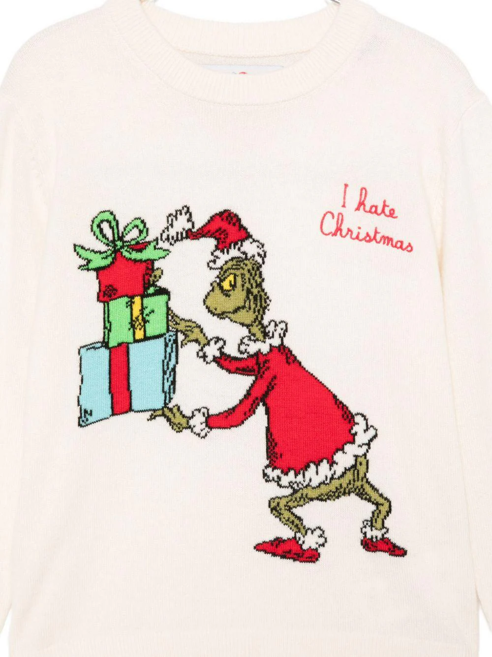 Maglione per bambino MC2 Saint Barth Kids bianco con ricamo Grinch sul davanti - Image 3
