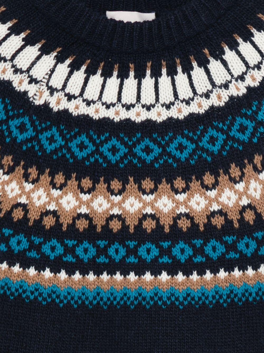 Maglione per bambino Moncler Enfant blu con motivo Fair Isle - Image 2