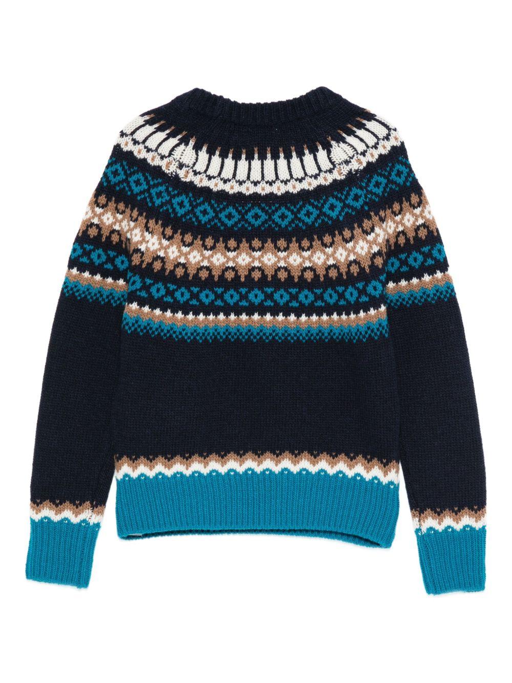 Maglione per bambino Moncler Enfant blu con motivo Fair Isle - Image 3