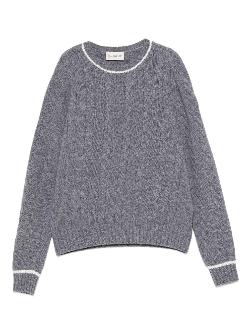 Maglione per bambino Moncler Enfant grigio in lana con motivo a trecce