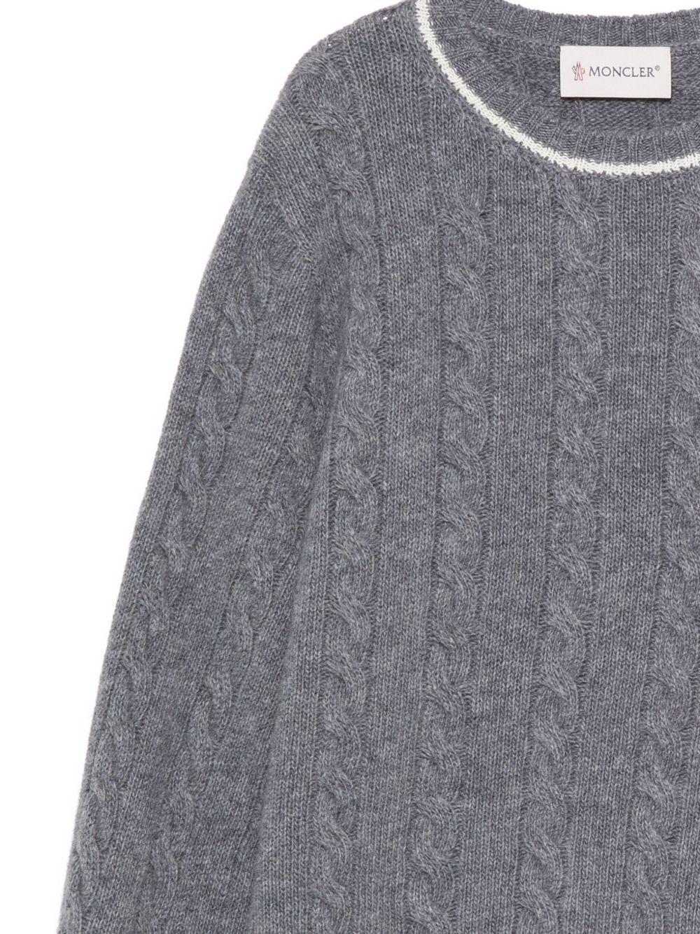 Maglione per bambino Moncler Enfant grigio in lana con motivo a trecce - Image 2