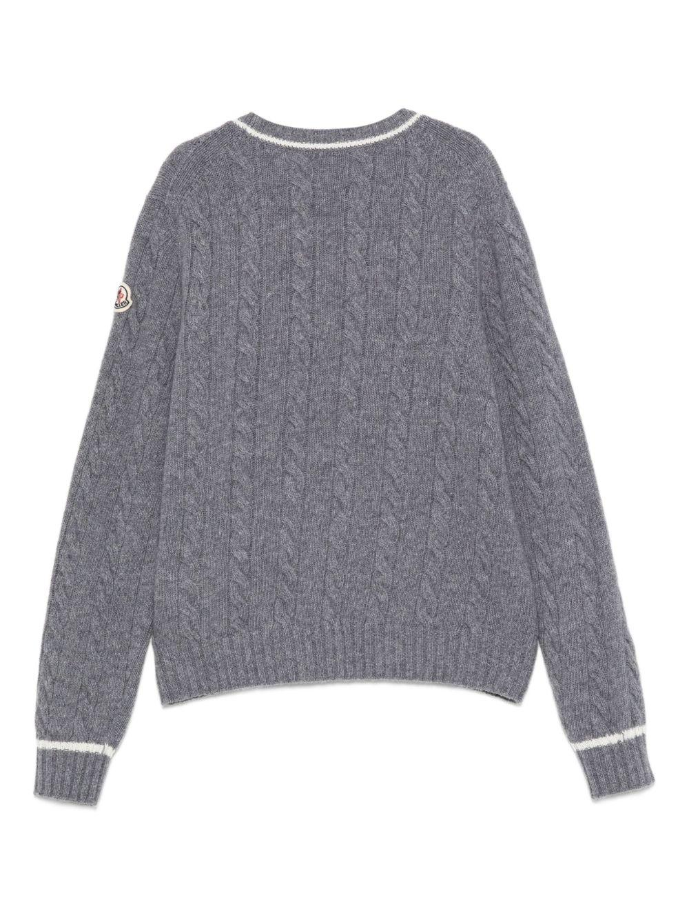 Maglione per bambino Moncler Enfant grigio in lana con motivo a trecce - Image 3