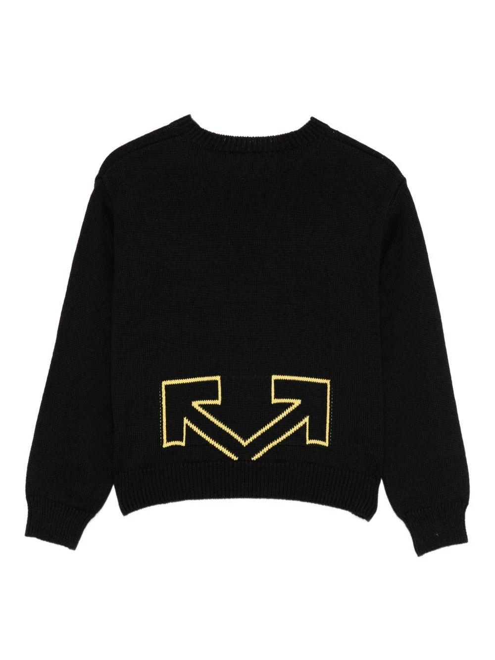Maglione per bambino Off-White nero con logo ricamato e orlo a coste - Image 2