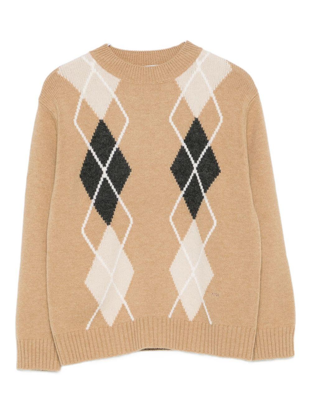 Maglione per bambino Paolo Pecora Kids beige con motivo argyle