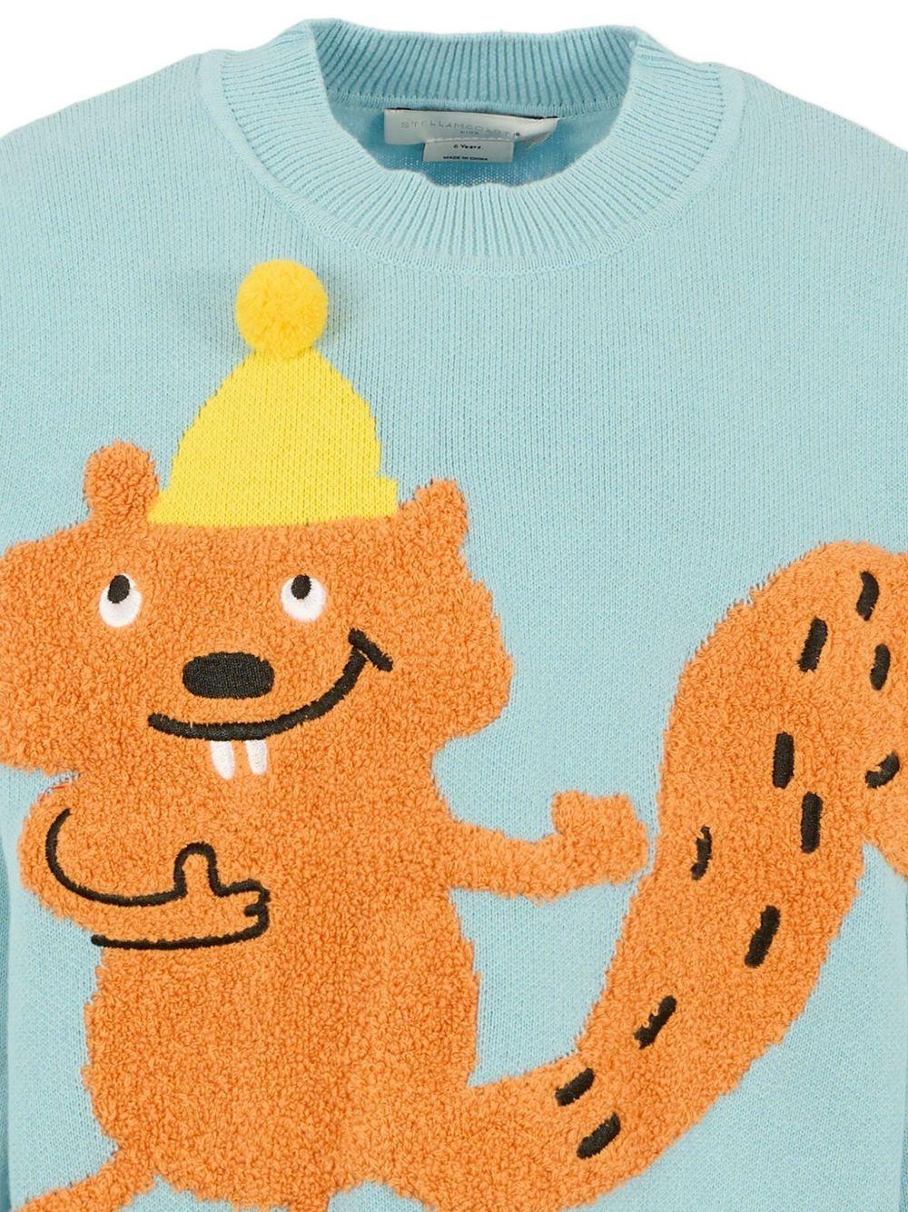 Maglione per bambino Stella McCartney Kids azzurro con motivo scoiattolo - Image 3