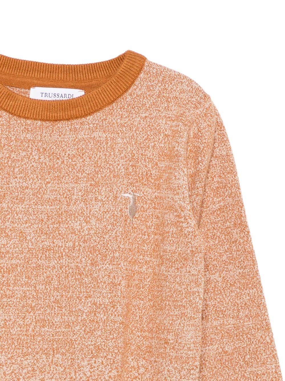 Maglione per bambino Trussardi Junior arancione girocollo con orlo a coste - Image 3