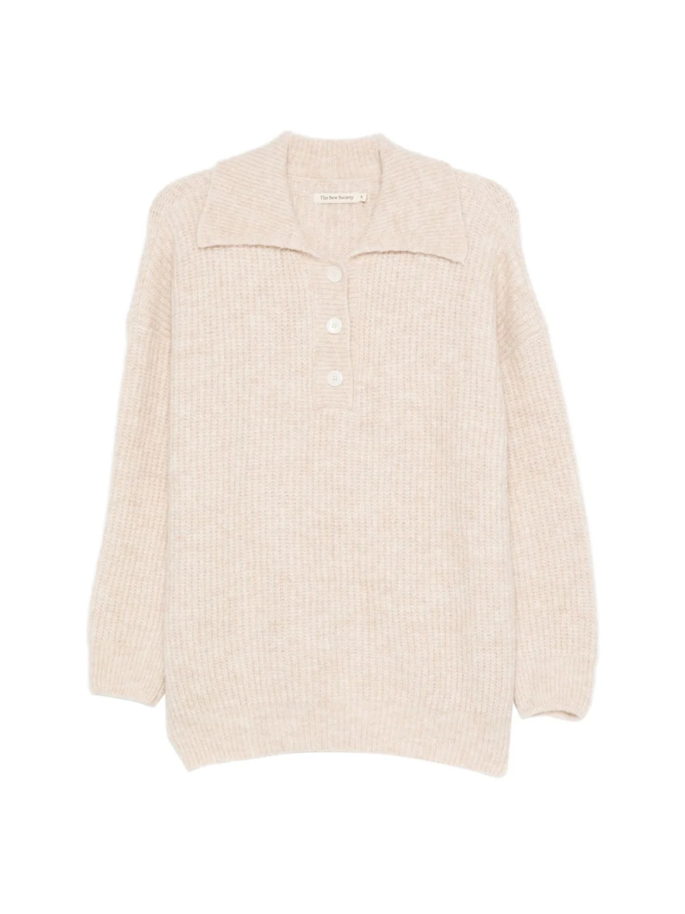 Maglione per donna The New Society beige con colletto a polo