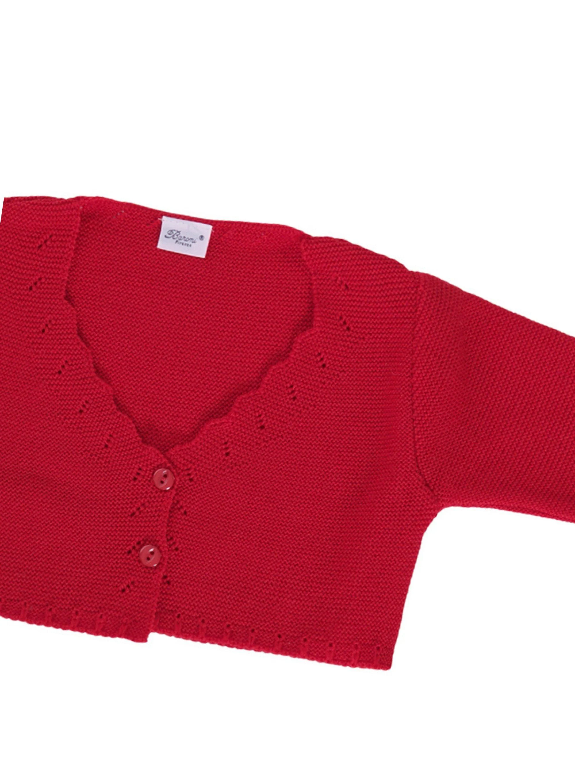Maglione per neonata Baroni rosso con scollo a V - Image 3