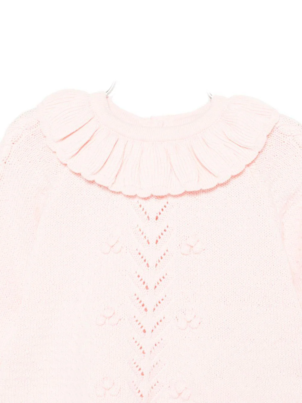 Maglione per neonata Louise Misha rosa con colletto arricciato - Image 3
