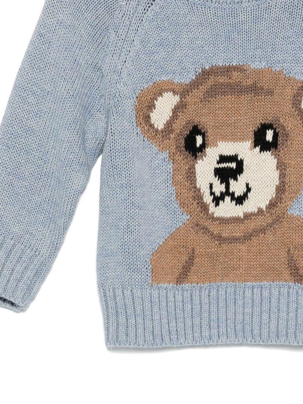 Maglione per neonati Molo azzurro con orsetto intarsiato - Image 2