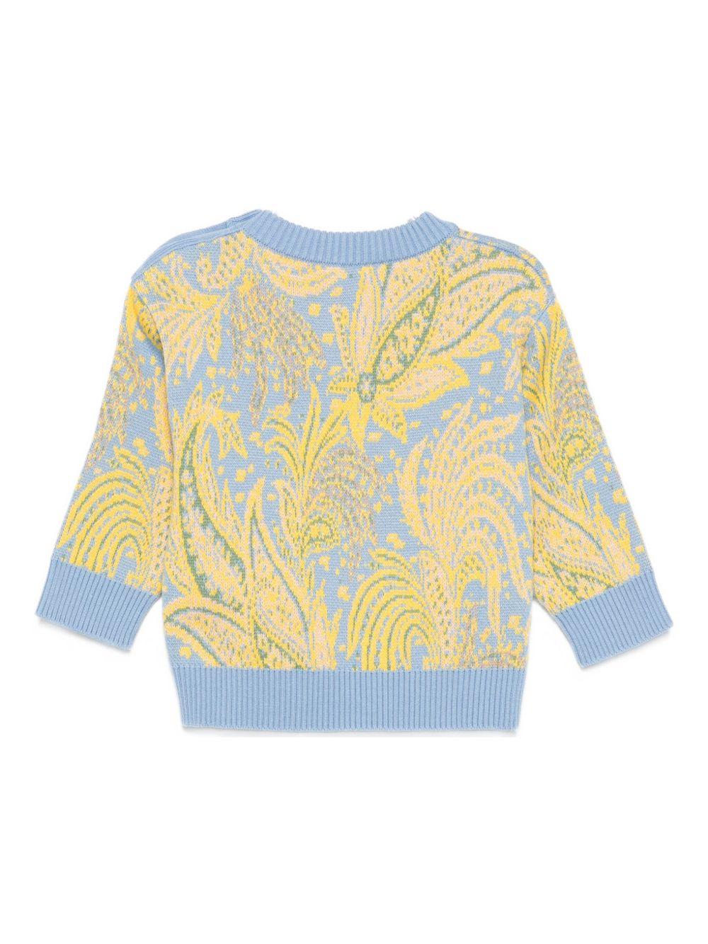 Maglione per neonato ETRO Kids azzurro con motivo Paisley - Image 2