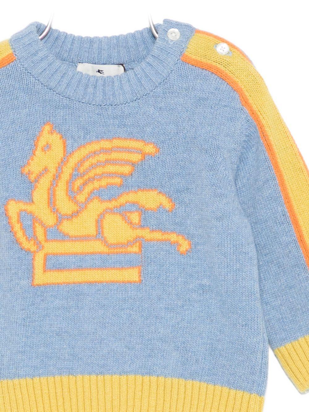 Maglione per neonato ETRO Kids azzurro con motivo Pegaso ricamato - Image 3