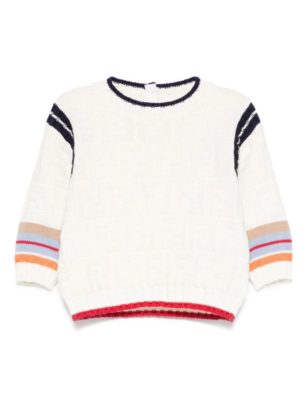 Maglione per neonato Fendi Kids beige con dettaglio a righe