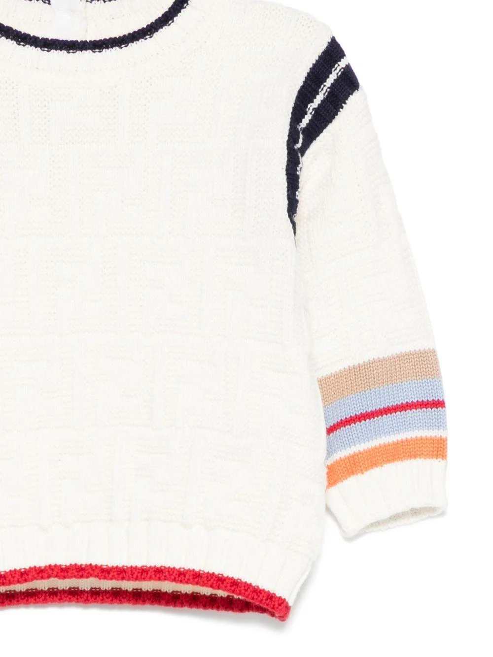 Maglione per neonato Fendi Kids beige con dettaglio a righe - Image 3