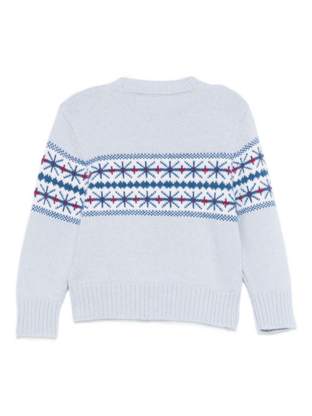 Maglione per neonato Mariella Ferrari azzurro con decorazione ricamata - Image 2