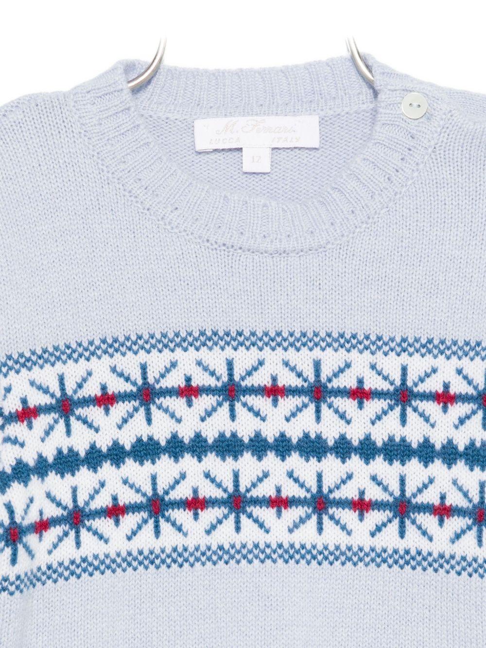 Maglione per neonato Mariella Ferrari azzurro con decorazione ricamata - Image 3