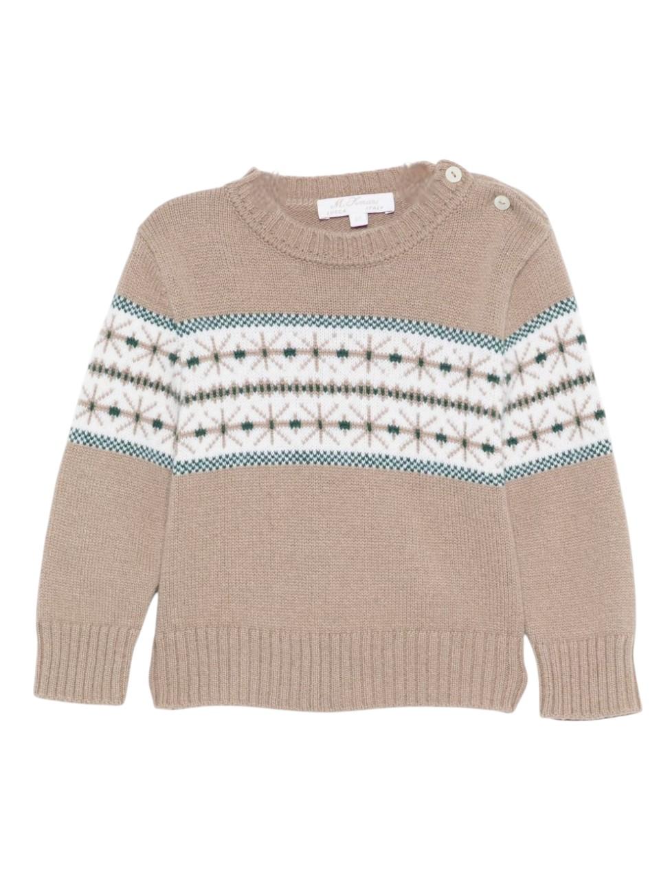 Maglione per neonato Mariella Ferrari beige con decorazione ricamata