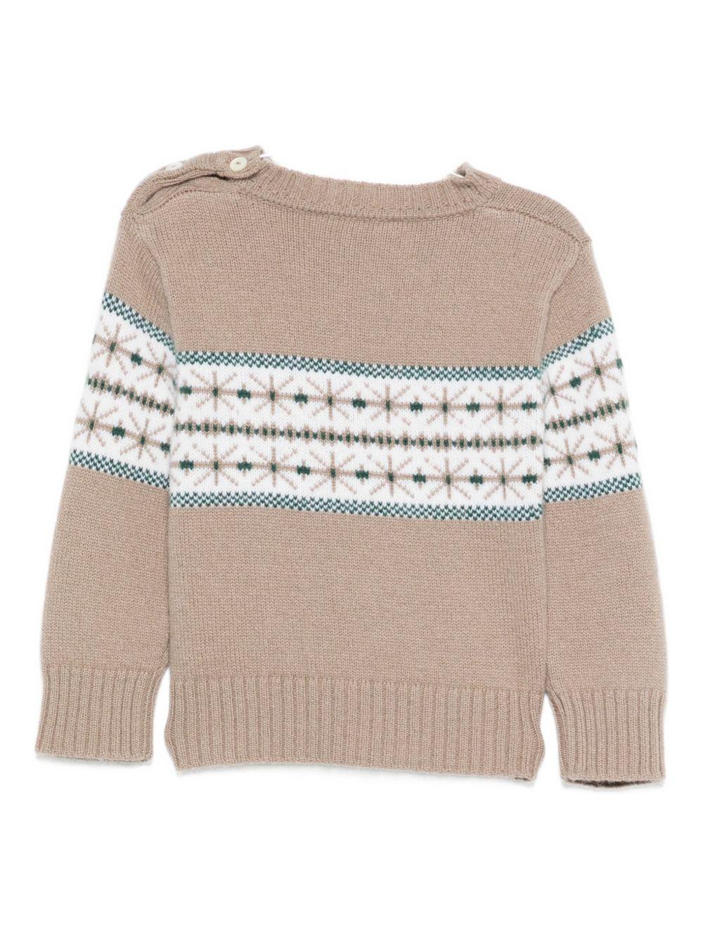 Maglione per neonato Mariella Ferrari beige con decorazione ricamata - Image 2