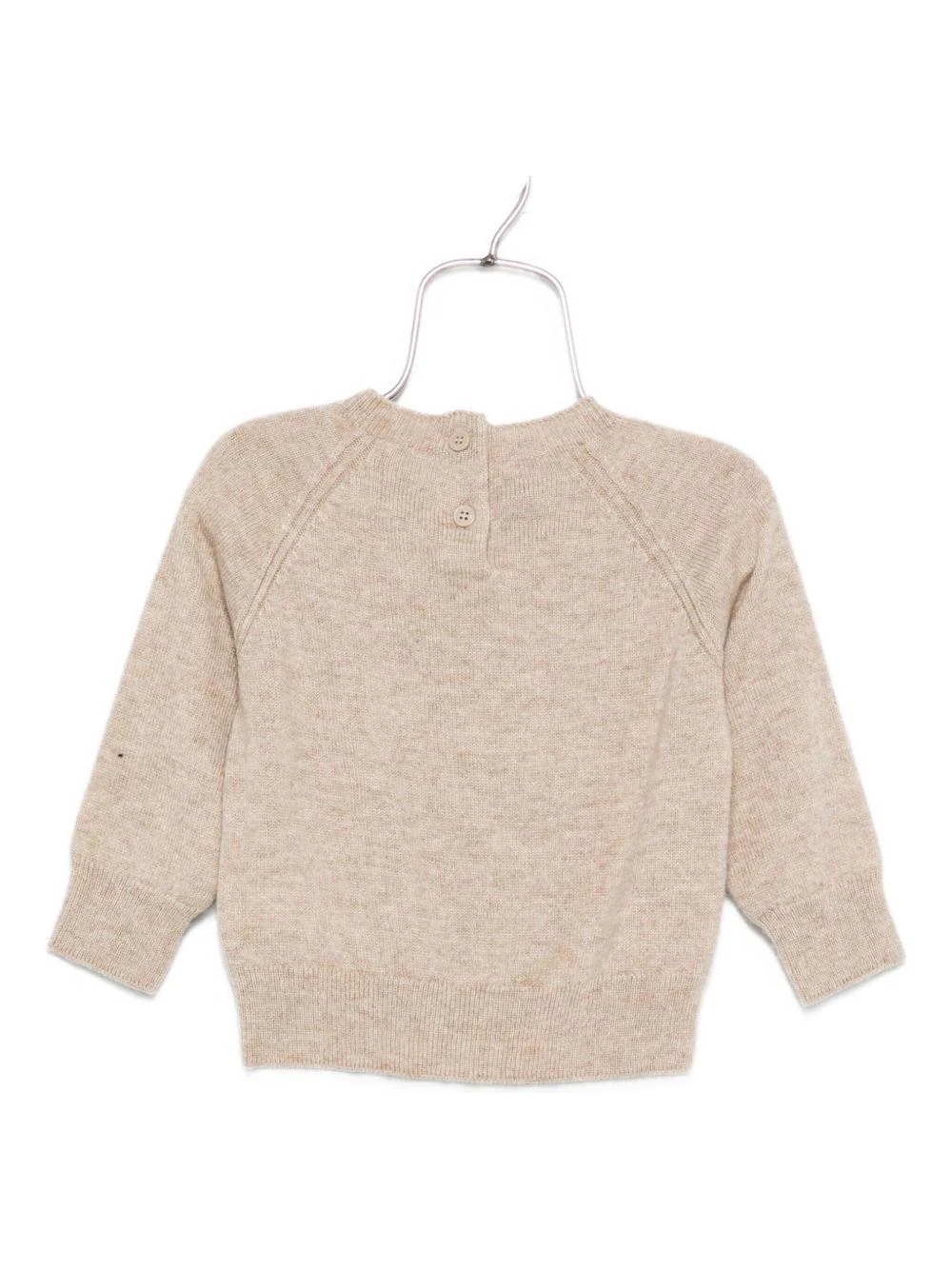 Maglione per neonato Moncler Enfant beige con toppa con logo - Image 2