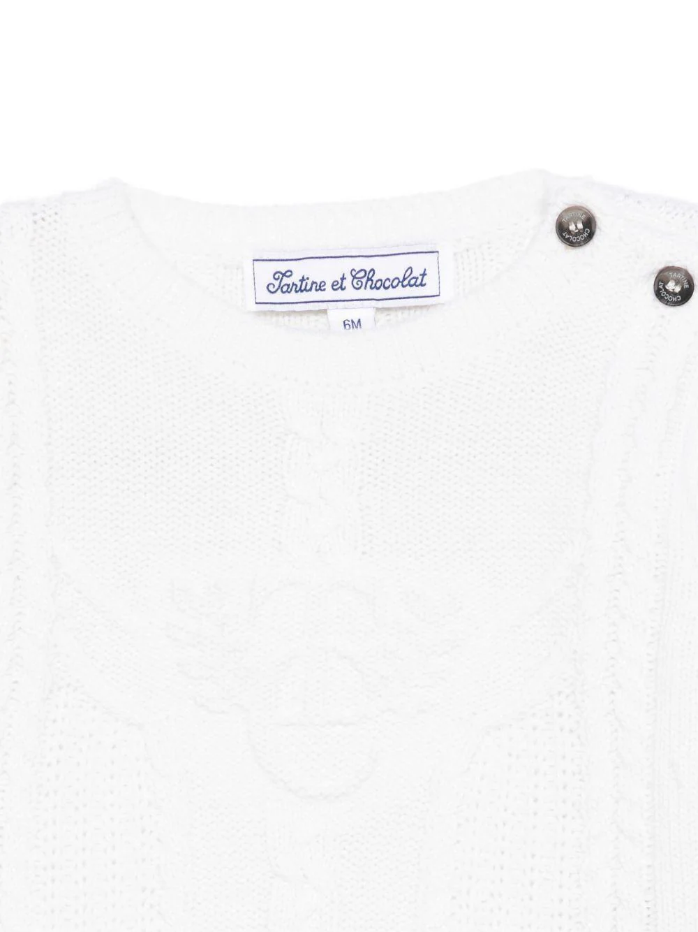 Maglione per neonato Tartine Et Chocolate bianco con maglia a trecce - Image 3