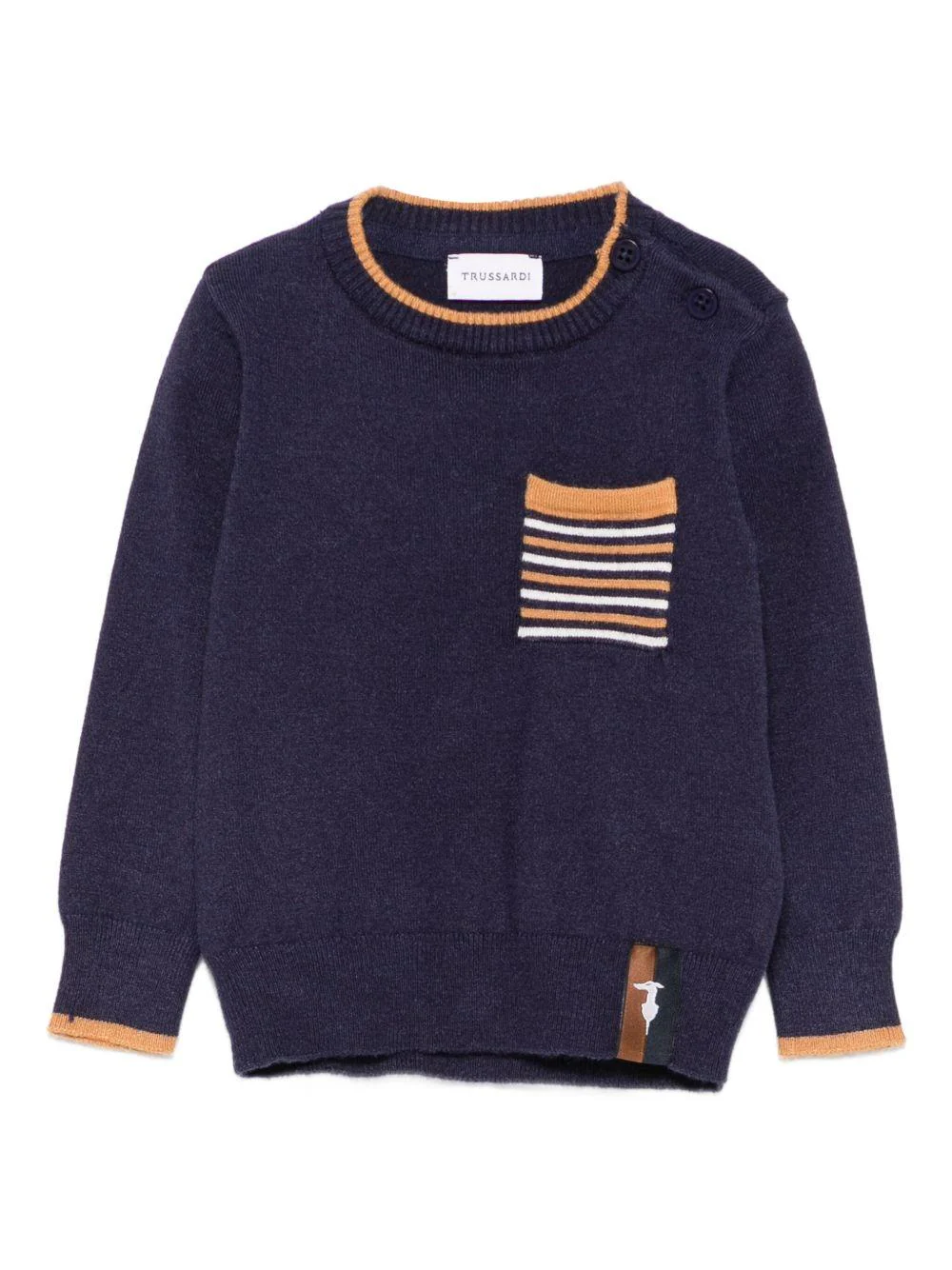 Maglione per neonato TRUSSARDI JUNIOR blu con dettaglio a righe