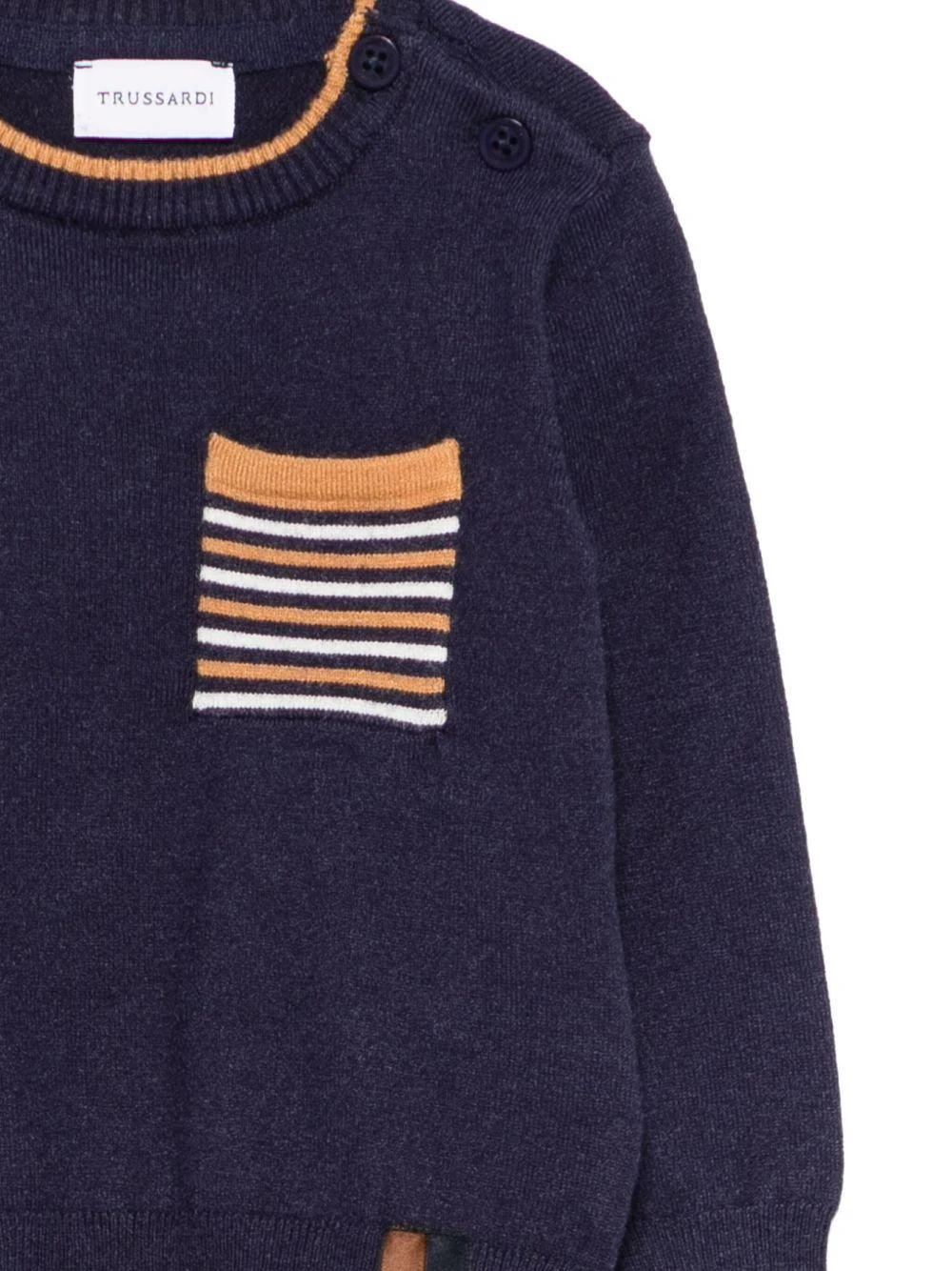 Maglione per neonato TRUSSARDI JUNIOR blu con dettaglio a righe - Image 2
