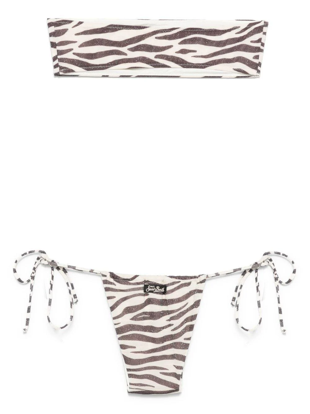 Bikini per donna MC2 Saint Barth Marielle beige con stampa zebrata - Image 2