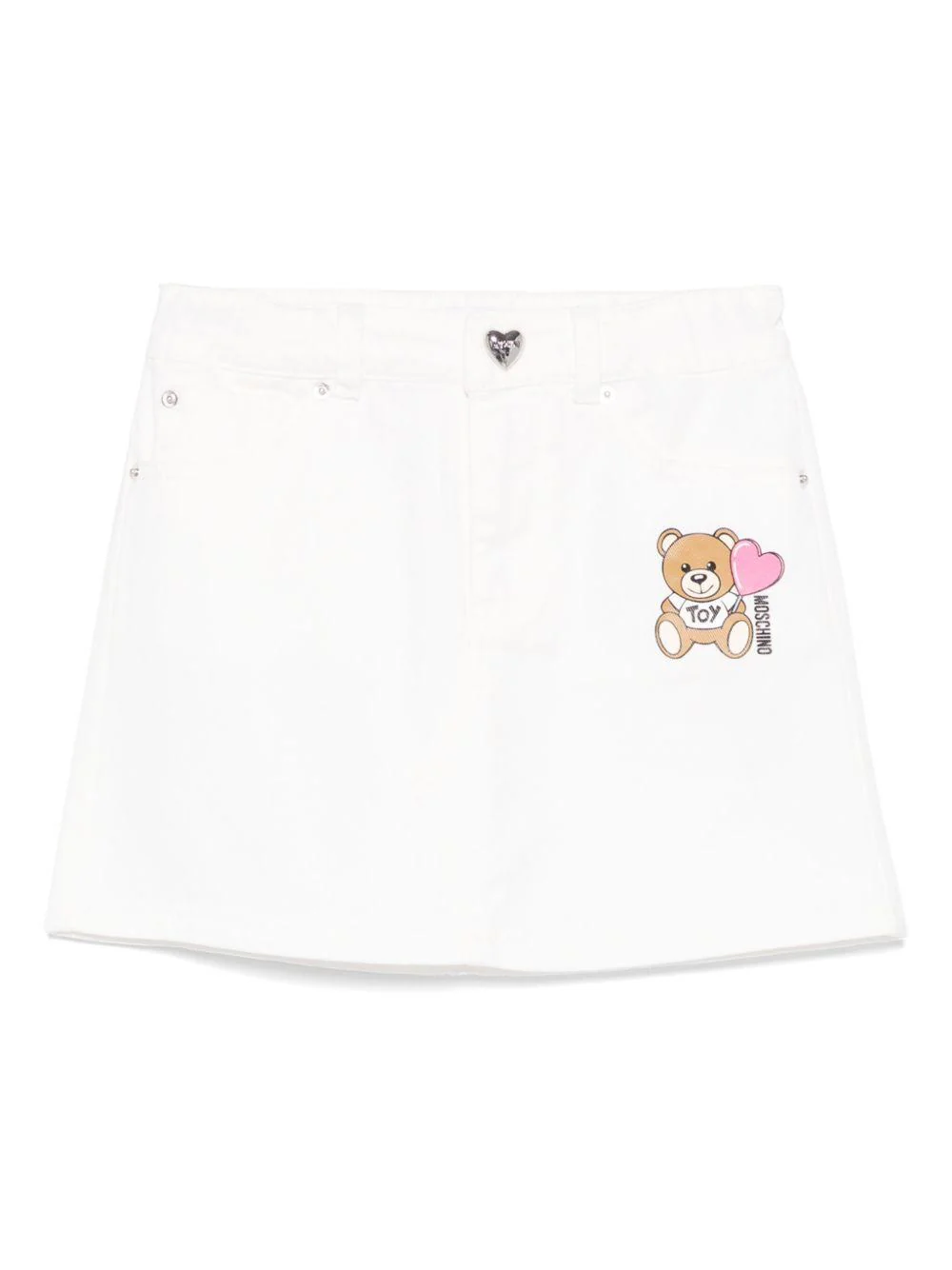 Minigonna denim per bambina Moschino Kids bianco con passanti