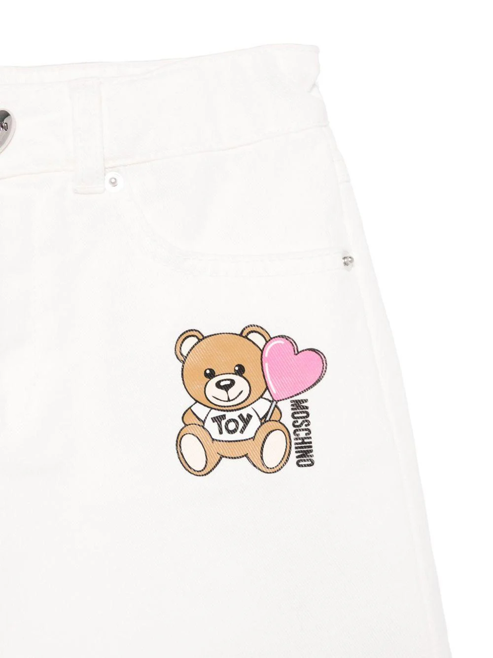 Minigonna denim per bambina Moschino Kids bianco con passanti - Image 2