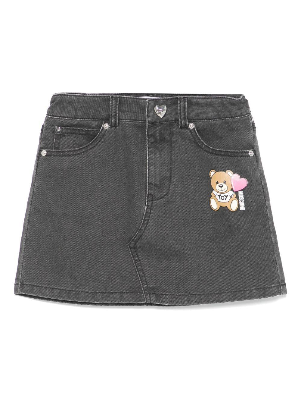 Minigonna denim per bambina Moschino Kids nero con passanti