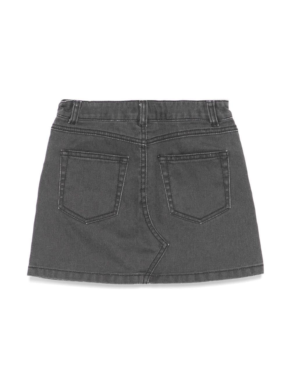 Minigonna denim per bambina Moschino Kids nero con passanti - Image 2