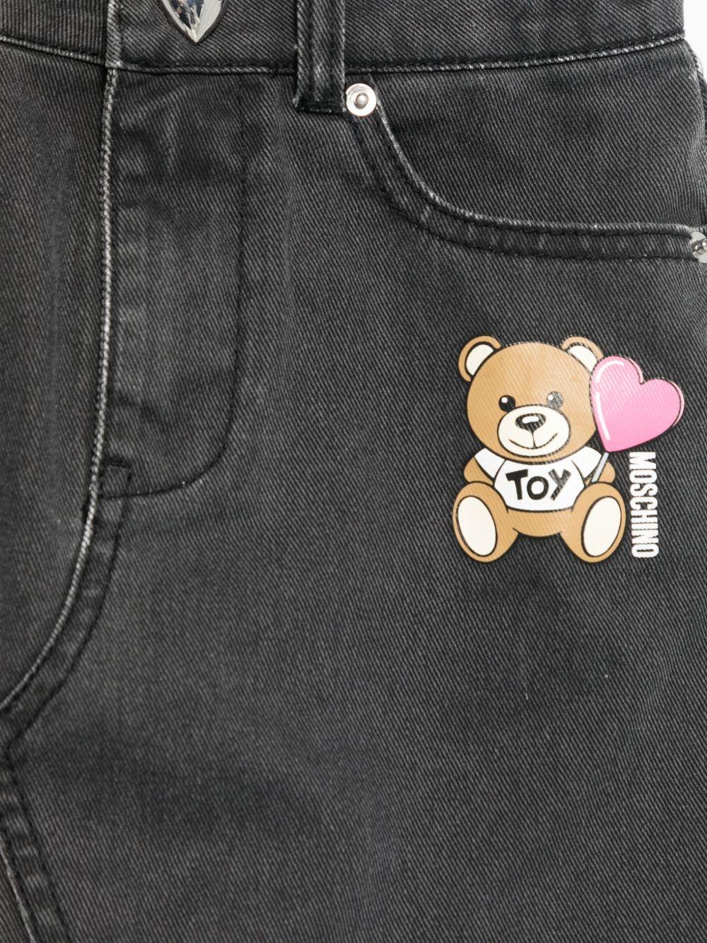 Minigonna denim per bambina Moschino Kids nero con passanti - Image 3
