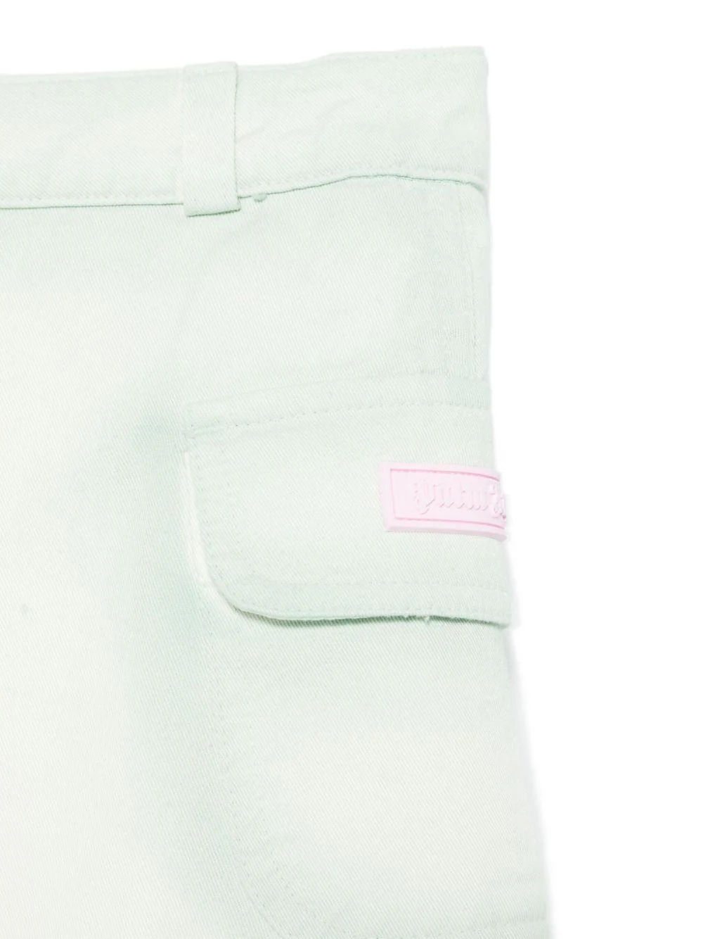 Minigonna denim per bambina Palm Angels Kids verde con passanti - Image 3